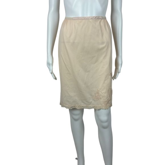 Vintage Peach Slip Skirt Women's Small Half Slip Lace Details - Picture 1 of 9